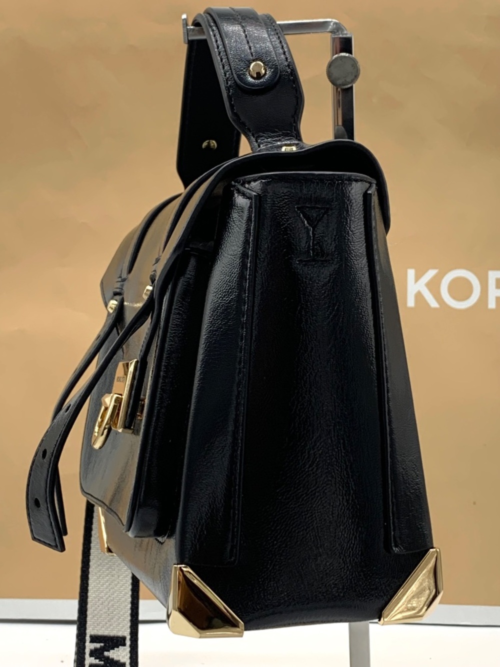 Michael kors Manhattan Medium Patent Faux Leather Satchel Black - Picture 4 of 15